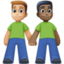 men holding hands: medium-light skin tone, dark skin tone on Facebook