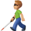 man with white cane: medium-light skin tone on Facebook