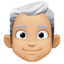 man: medium-light skin tone, white hair on Facebook