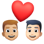 couple with heart: man, man, medium-light skin tone, light skin tone on Facebook
