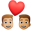 couple with heart: man, man, medium-light skin tone, medium skin tone on Facebook