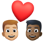couple with heart: man, man, medium-light skin tone, dark skin tone on Facebook