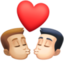 kiss: man, man, medium-light skin tone, light skin tone on Facebook