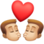 kiss: man, man, medium-light skin tone on Facebook