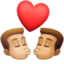 kiss: man, man, medium-light skin tone, medium skin tone on Facebook