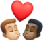 kiss: man, man, medium-light skin tone, dark skin tone on Facebook