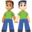 men holding hands: medium skin tone, light skin tone on Facebook