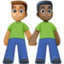 men holding hands: medium skin tone, dark skin tone on Facebook