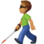 man with white cane: medium skin tone on Facebook