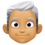 man: medium skin tone, white hair on Facebook