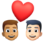 couple with heart: man, man, medium skin tone, light skin tone on Facebook