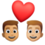 couple with heart: man, man, medium skin tone, medium-light skin tone on Facebook