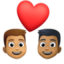 couple with heart: man, man, medium skin tone, medium-dark skin tone on Facebook