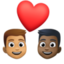 couple with heart: man, man, medium skin tone, dark skin tone on Facebook