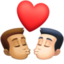 kiss: man, man, medium skin tone, light skin tone on Facebook