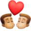 kiss: man, man, medium skin tone, medium-light skin tone on Facebook