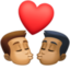 kiss: man, man, medium skin tone, medium-dark skin tone on Facebook