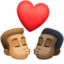 kiss: man, man, medium skin tone, dark skin tone on Facebook