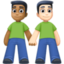 men holding hands: medium-dark skin tone, light skin tone on Facebook