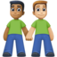 men holding hands: medium-dark skin tone, medium-light skin tone on Facebook