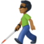 man with white cane: medium-dark skin tone on Facebook