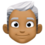 man: medium-dark skin tone, white hair on Facebook