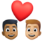 couple with heart: man, man, medium-dark skin tone, medium-light skin tone on Facebook
