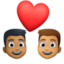 couple with heart: man, man, medium-dark skin tone, medium skin tone on Facebook