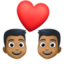 couple with heart: man, man, medium-dark skin tone on Facebook