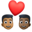 couple with heart: man, man, medium-dark skin tone, dark skin tone on Facebook