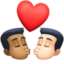 kiss: man, man, medium-dark skin tone, light skin tone on Facebook