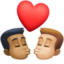 kiss: man, man, medium-dark skin tone, medium-light skin tone on Facebook