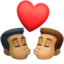 kiss: man, man, medium-dark skin tone, medium skin tone on Facebook
