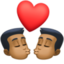 kiss: man, man, medium-dark skin tone on Facebook