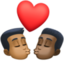 kiss: man, man, medium-dark skin tone, dark skin tone on Facebook