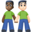 men holding hands: dark skin tone, light skin tone on Facebook