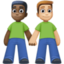 men holding hands: dark skin tone, medium-light skin tone on Facebook