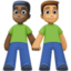 men holding hands: dark skin tone, medium skin tone on Facebook