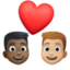 couple with heart: man, man, dark skin tone, medium-light skin tone on Facebook