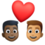 couple with heart: man, man, dark skin tone, medium skin tone on Facebook