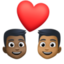 couple with heart: man, man, dark skin tone, medium-dark skin tone on Facebook
