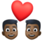 couple with heart: man, man, dark skin tone on Facebook
