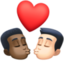 kiss: man, man, dark skin tone, light skin tone on Facebook