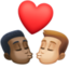 kiss: man, man, dark skin tone, medium-light skin tone on Facebook