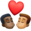 kiss: man, man, dark skin tone, medium skin tone on Facebook