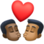 kiss: man, man, dark skin tone, medium-dark skin tone on Facebook