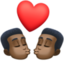 kiss: man, man, dark skin tone on Facebook