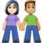 woman and man holding hands: light skin tone, medium skin tone on Facebook