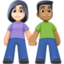 woman and man holding hands: light skin tone, medium-dark skin tone on Facebook