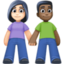 woman and man holding hands: light skin tone, dark skin tone on Facebook